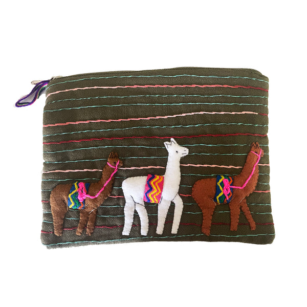 Arpillera Carry-All Pouch, Zipper Mini Storage Bag, Clutch Portable Cosmetic Bag